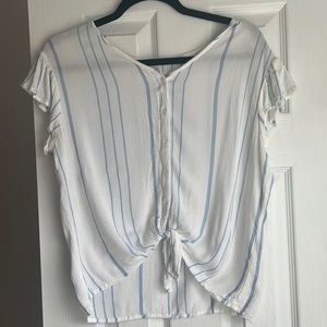 White with baby blue stripe button up -small- only worn once